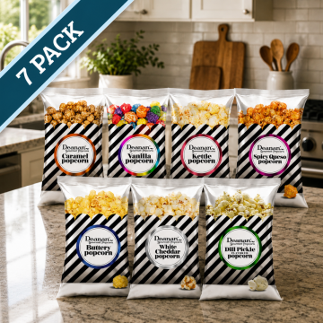 Deanan Gourmet Popcorn - 7 Bag Sampler (Assorted 3 Cup Bags)